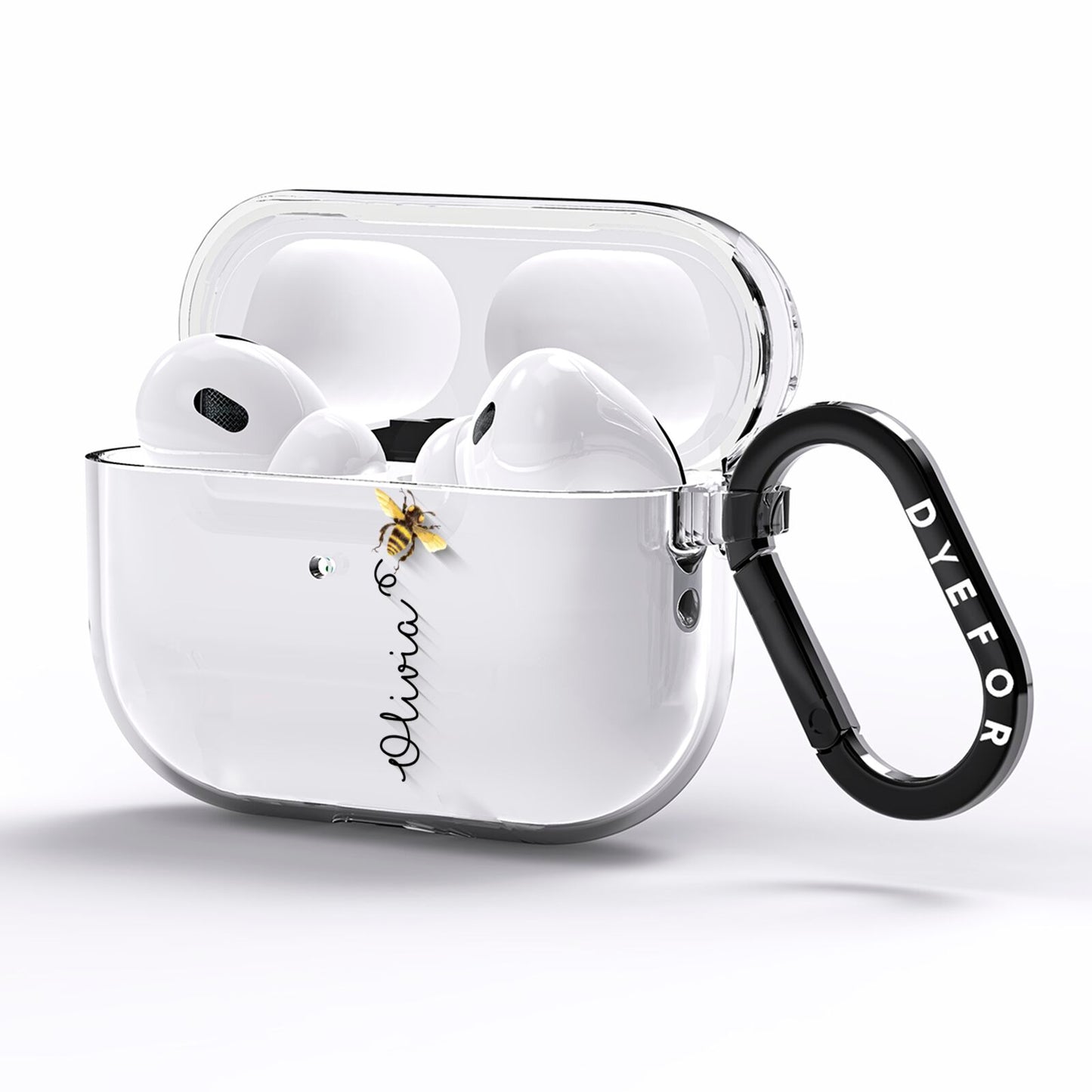 Bee in Flight Personalised Name AirPods Pro Clear Case Side Image