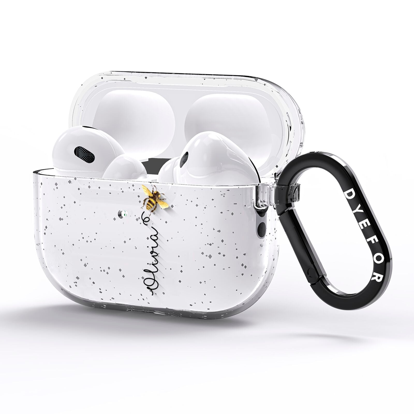 Bee in Flight Personalised Name AirPods Pro Glitter Case Side Image