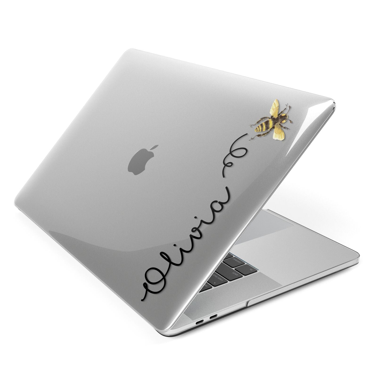 Bee in Flight Personalised Name Apple MacBook Case Side View