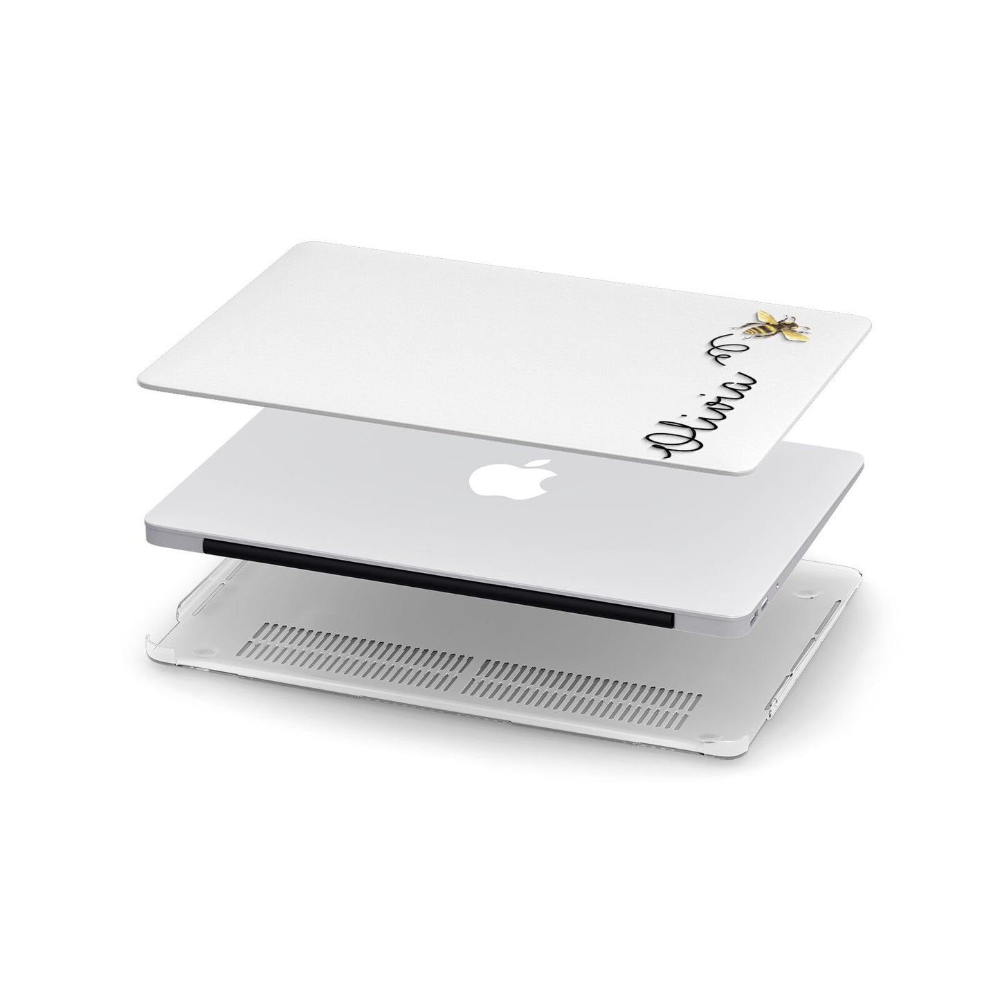 Bee in Flight Personalised Name Apple MacBook Case in Detail