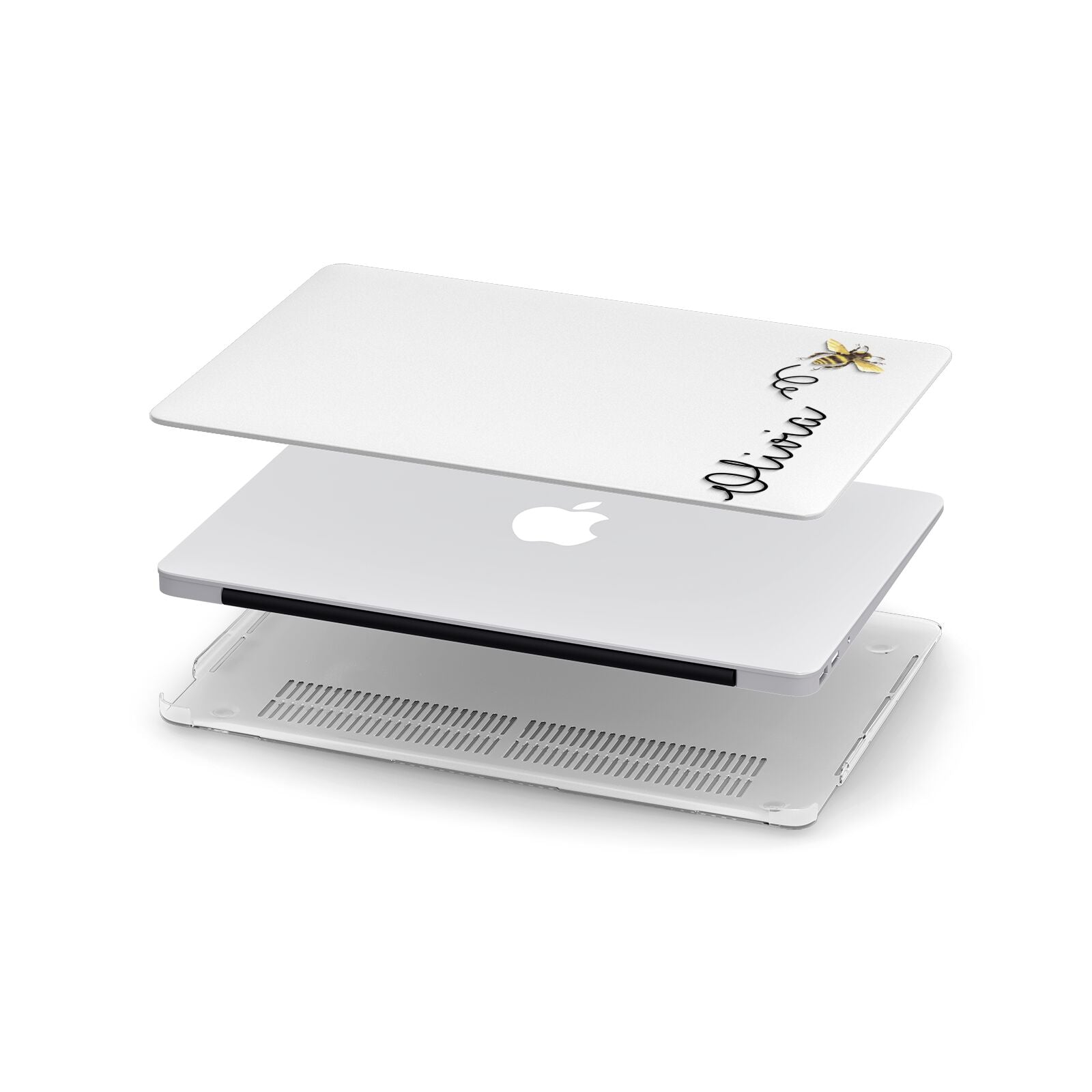 Bee in Flight Personalised Name Apple MacBook Case in Detail