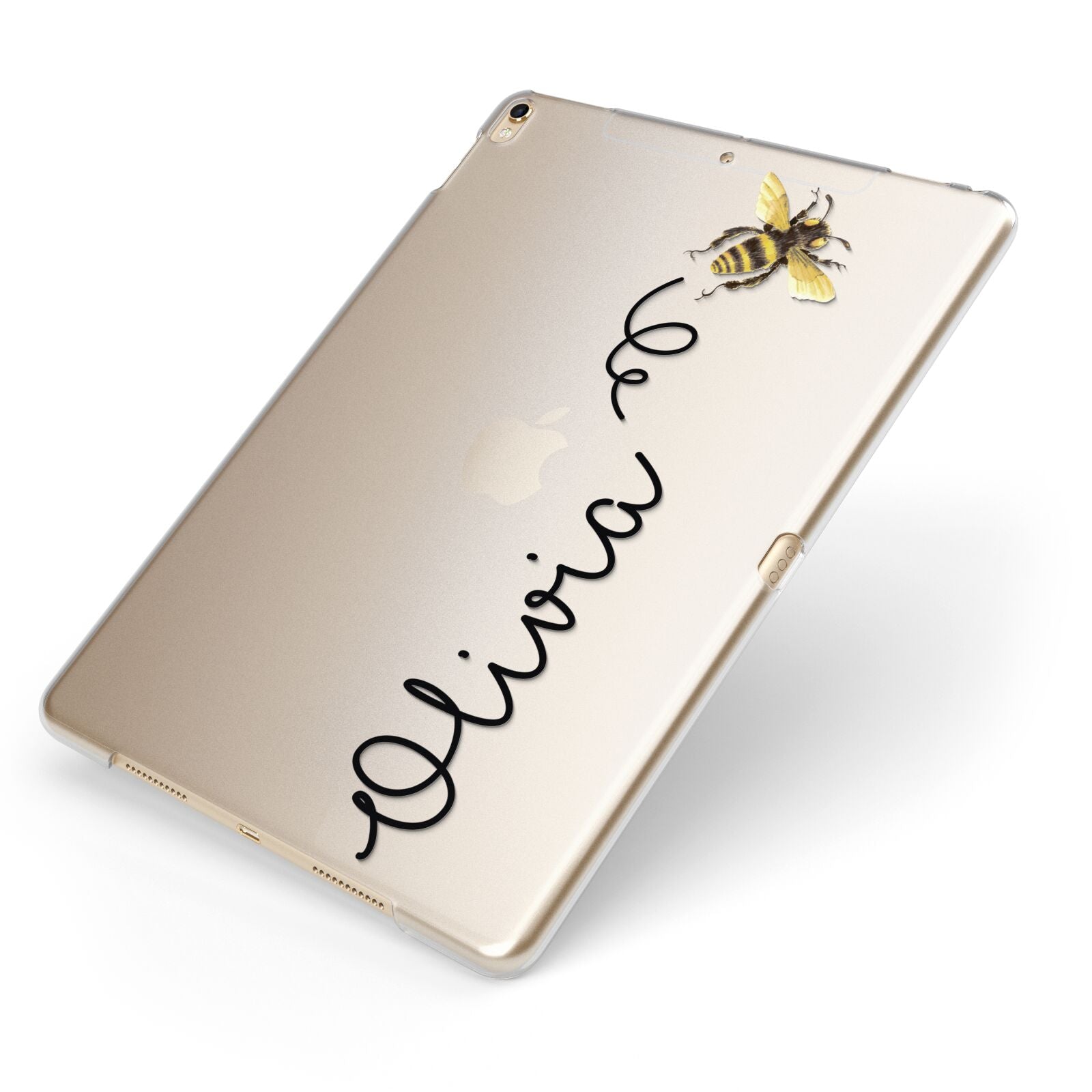 Bee in Flight Personalised Name Apple iPad Case on Gold iPad Side View