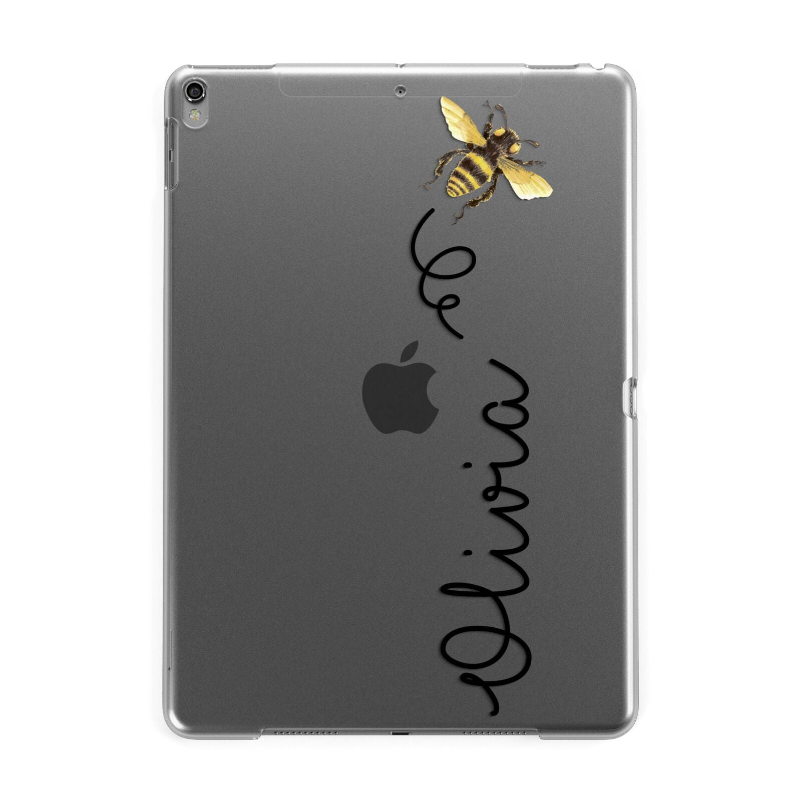 Bee in Flight Personalised Name Apple iPad Grey Case