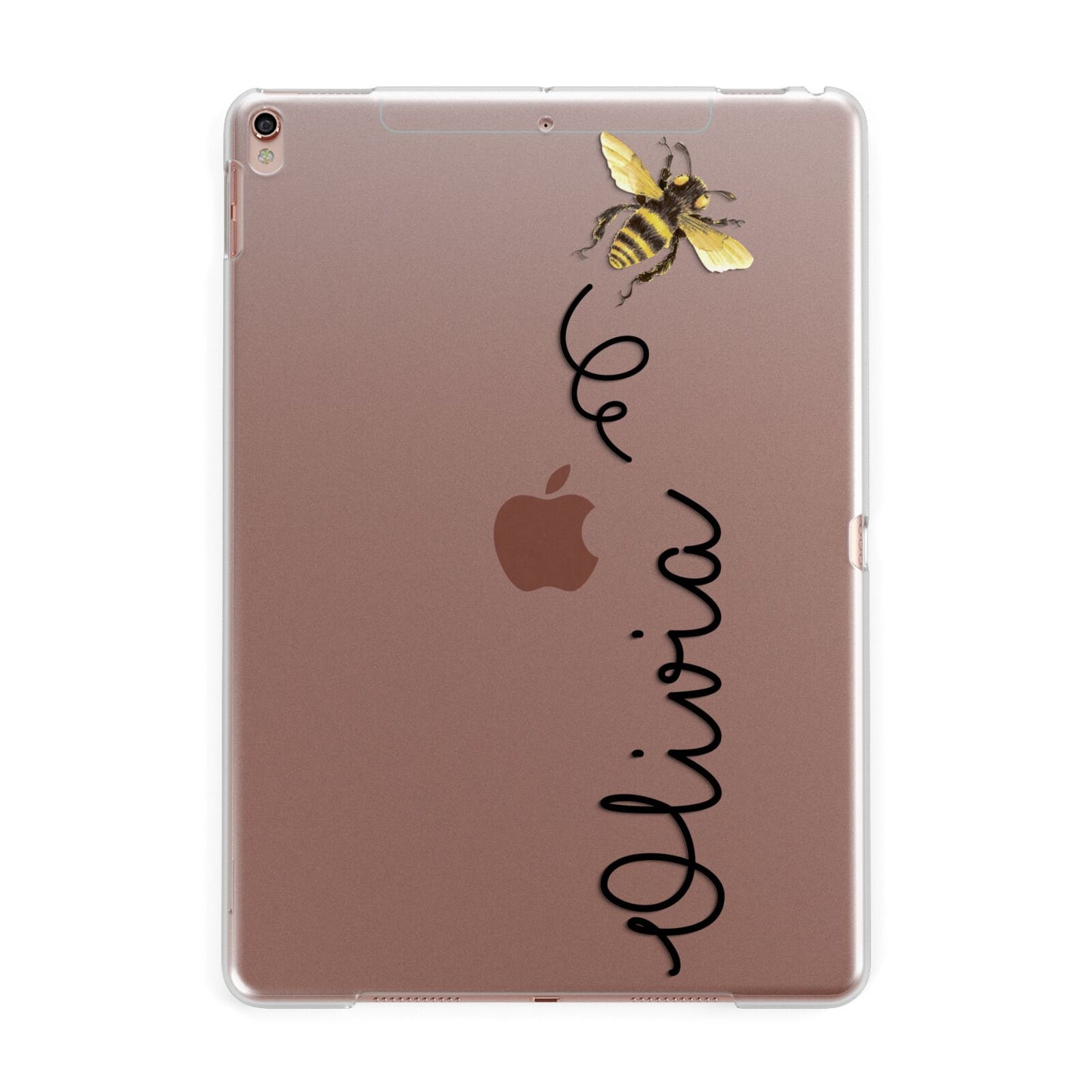 Bee in Flight Personalised Name Apple iPad Rose Gold Case