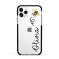 Bee in Flight Personalised Name Apple iPhone 11 Pro in Silver with Black Impact Case