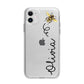 Bee in Flight Personalised Name Apple iPhone 11 in White with Bumper Case