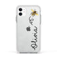 Bee in Flight Personalised Name Apple iPhone 11 in White with White Impact Case