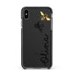 Bee in Flight Personalised Name Apple iPhone Xs Max Impact Case Black Edge on Black Phone
