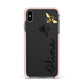 Bee in Flight Personalised Name Apple iPhone Xs Max Impact Case Pink Edge on Black Phone