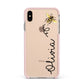 Bee in Flight Personalised Name Apple iPhone Xs Max Impact Case Pink Edge on Gold Phone