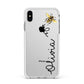 Bee in Flight Personalised Name Apple iPhone Xs Max Impact Case White Edge on Silver Phone