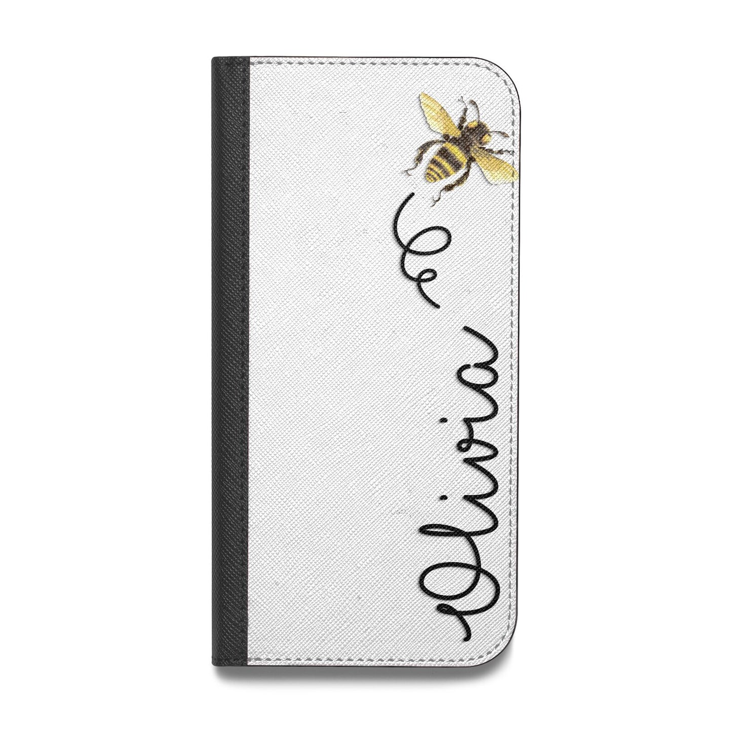 Bee in Flight Personalised Name Vegan Leather Flip Samsung Case