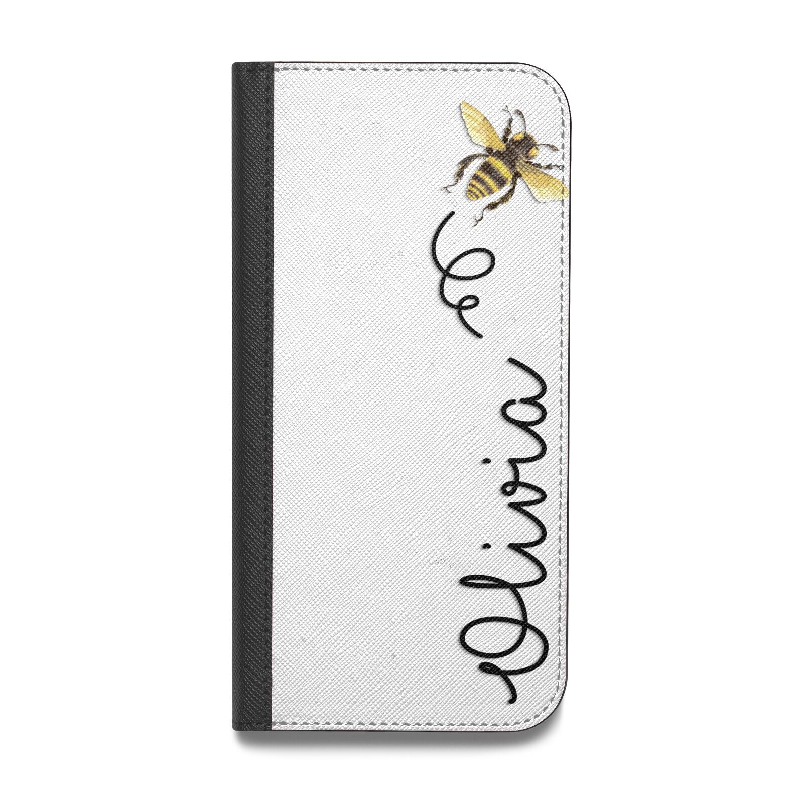 Bee in Flight Personalised Name Vegan Leather Flip Samsung Case