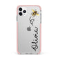 Bee in Flight Personalised Name iPhone 11 Pro Max Impact Pink Edge Case