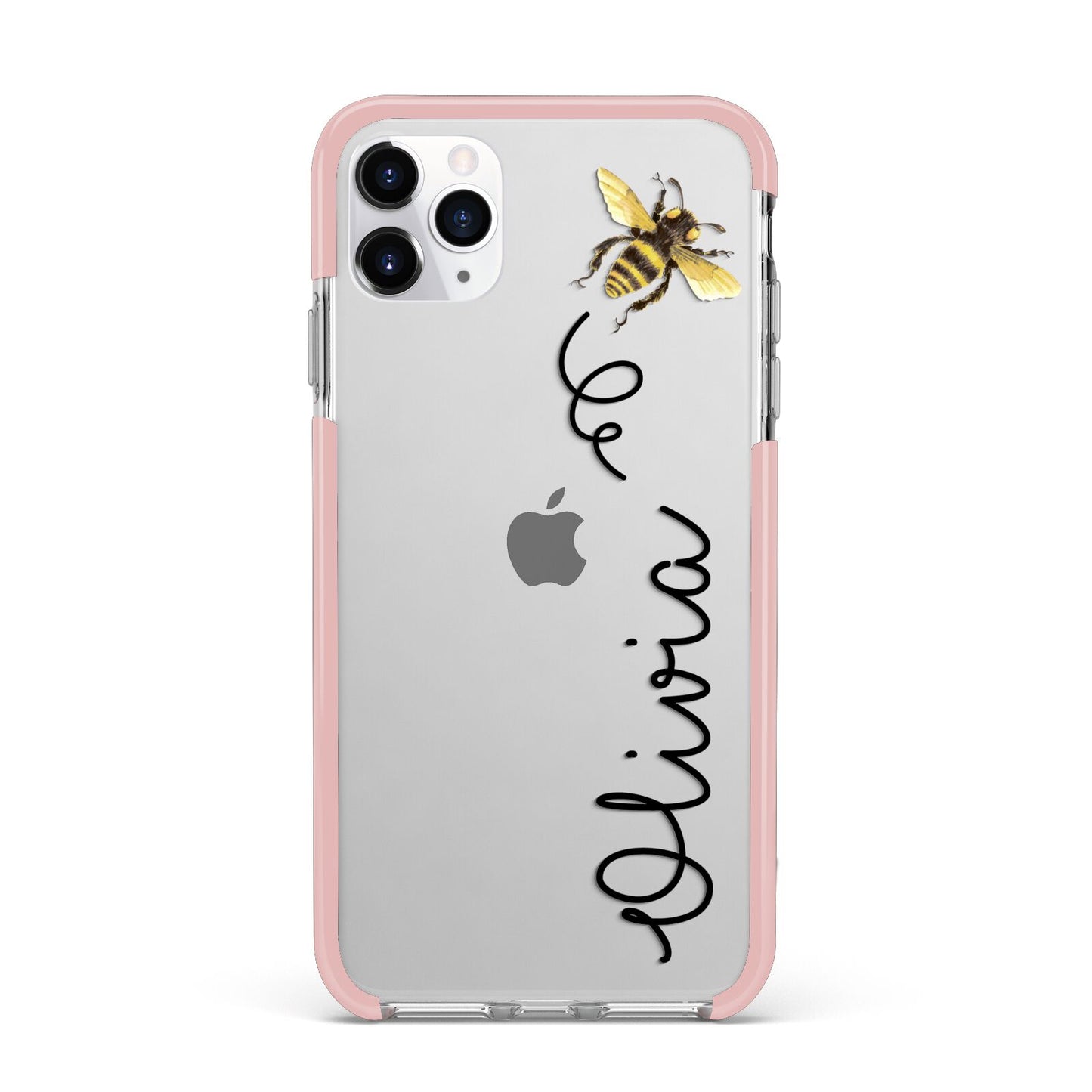 Bee in Flight Personalised Name iPhone 11 Pro Max Impact Pink Edge Case