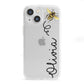 Bee in Flight Personalised Name iPhone 13 Mini Clear Bumper Case