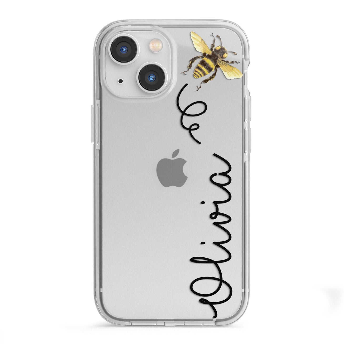 Bee in Flight Personalised Name iPhone 13 Mini TPU Impact Case with White Edges