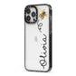 Bee in Flight Personalised Name iPhone 13 Pro Max Black Impact Case Side Angle on Silver phone