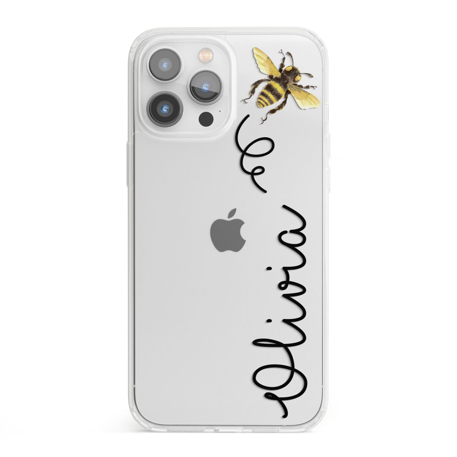 Bee in Flight Personalised Name iPhone 13 Pro Max Clear Bumper Case