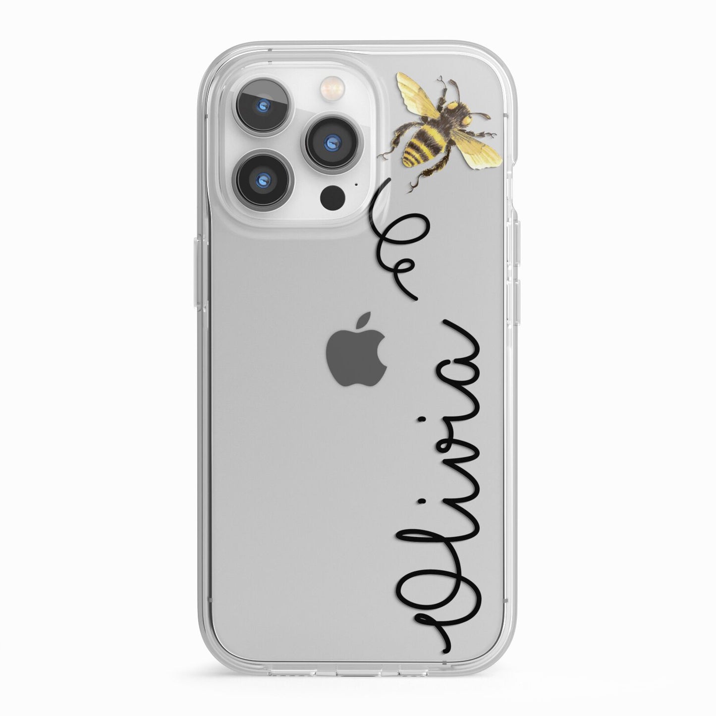 Bee in Flight Personalised Name iPhone 13 Pro TPU Impact Case with White Edges