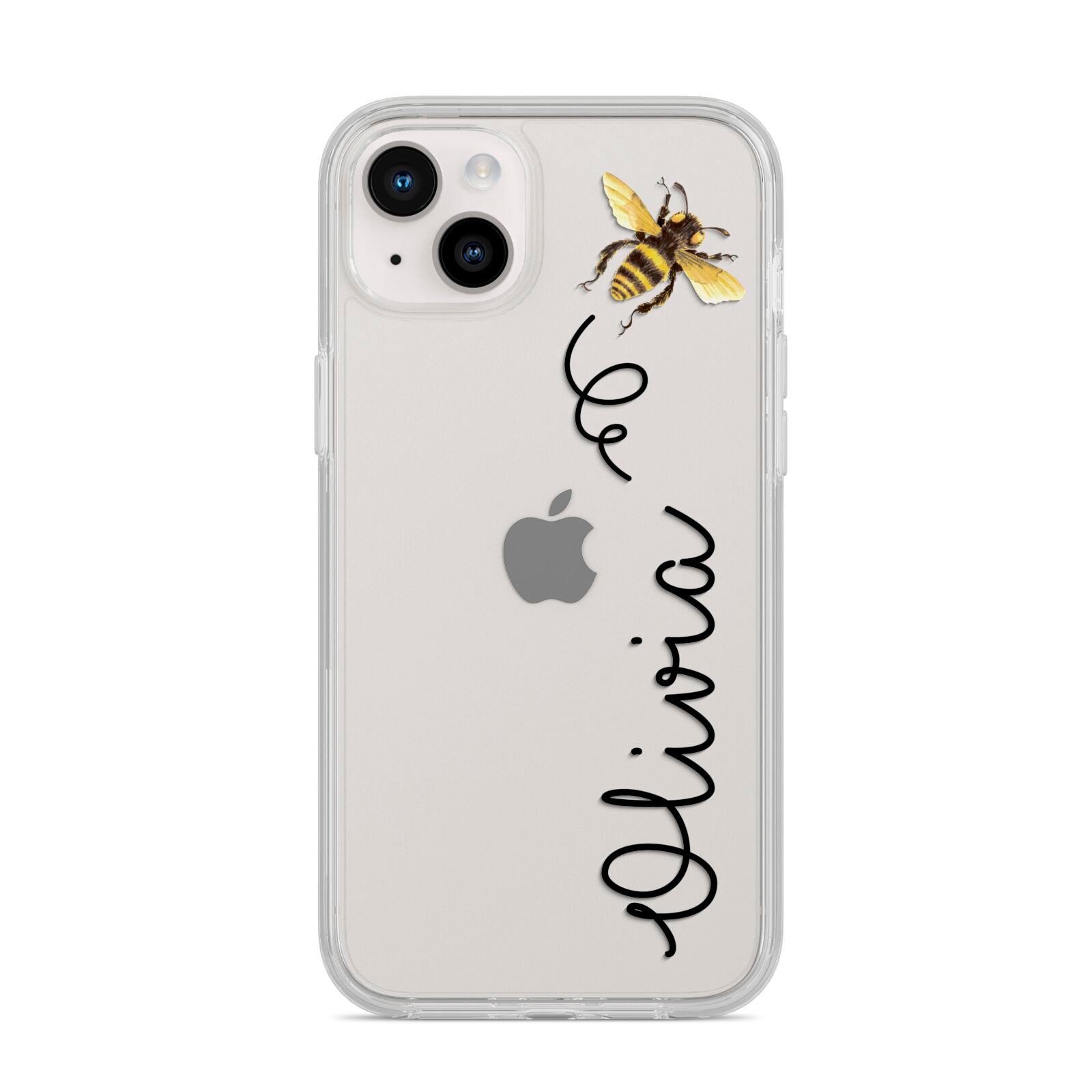 Bee in Flight Personalised Name iPhone 14 Plus Clear Tough Case Starlight