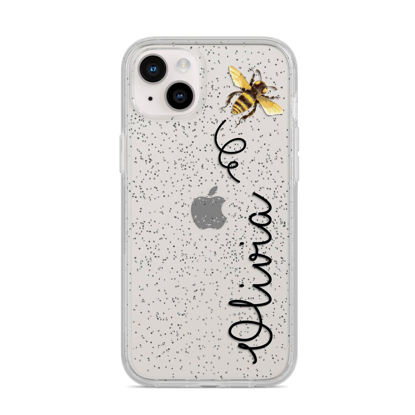 Bee in Flight Personalised Name iPhone 14 Plus Glitter Tough Case Starlight