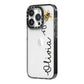 Bee in Flight Personalised Name iPhone 14 Pro Black Impact Case Side Angle on Silver phone