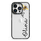 Bee in Flight Personalised Name iPhone 14 Pro Black Impact Case on Silver phone