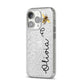 Bee in Flight Personalised Name iPhone 14 Pro Glitter Tough Case Silver Angled Image