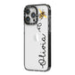 Bee in Flight Personalised Name iPhone 14 Pro Max Black Impact Case Side Angle on Silver phone