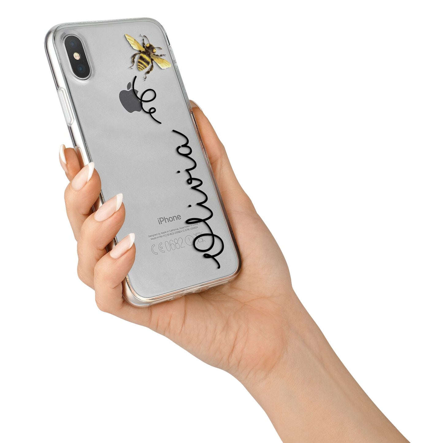 Bee in Flight Personalised Name iPhone X Bumper Case on Silver iPhone Alternative Image 2