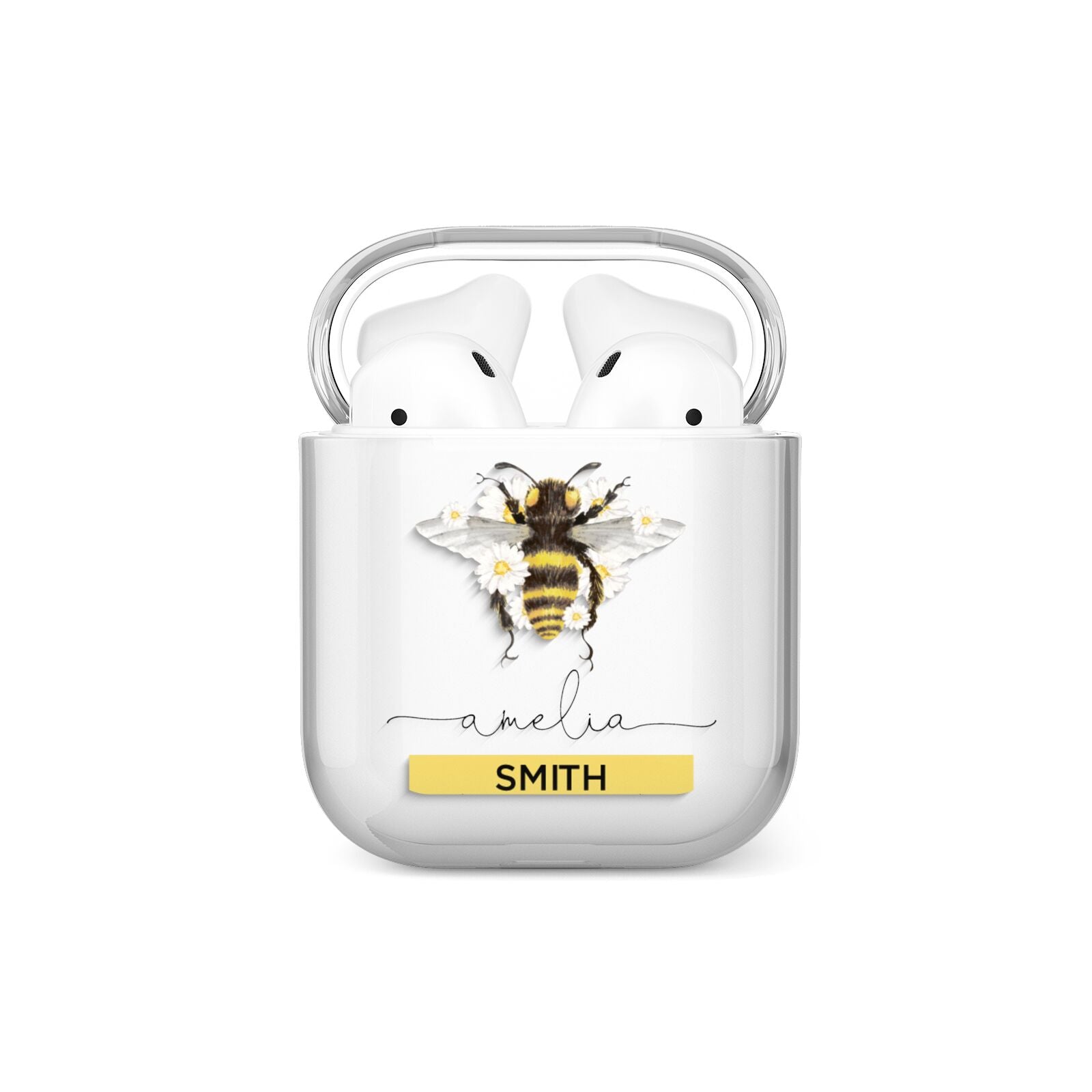 Bees Daisies Personalised Names AirPods Case