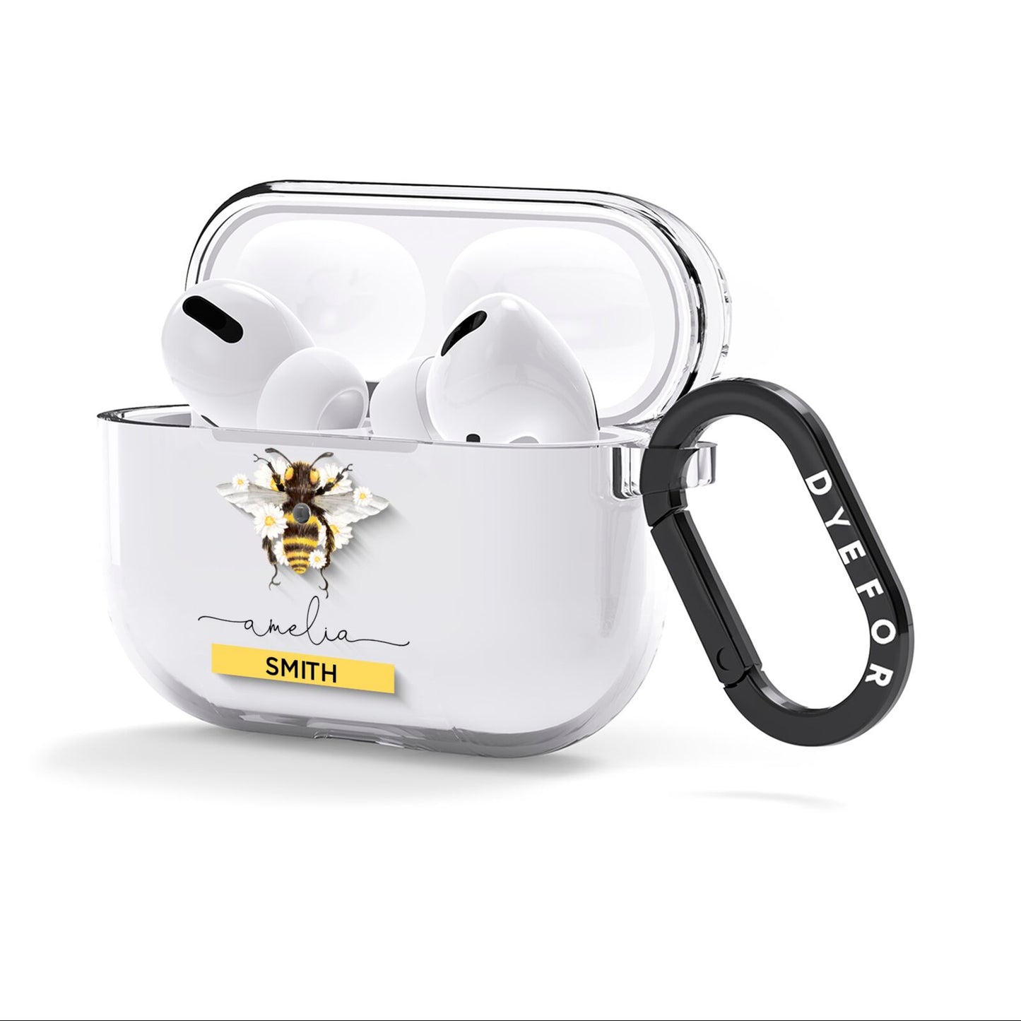 Bees Daisies Personalised Names AirPods Clear Case 3rd Gen Side Image