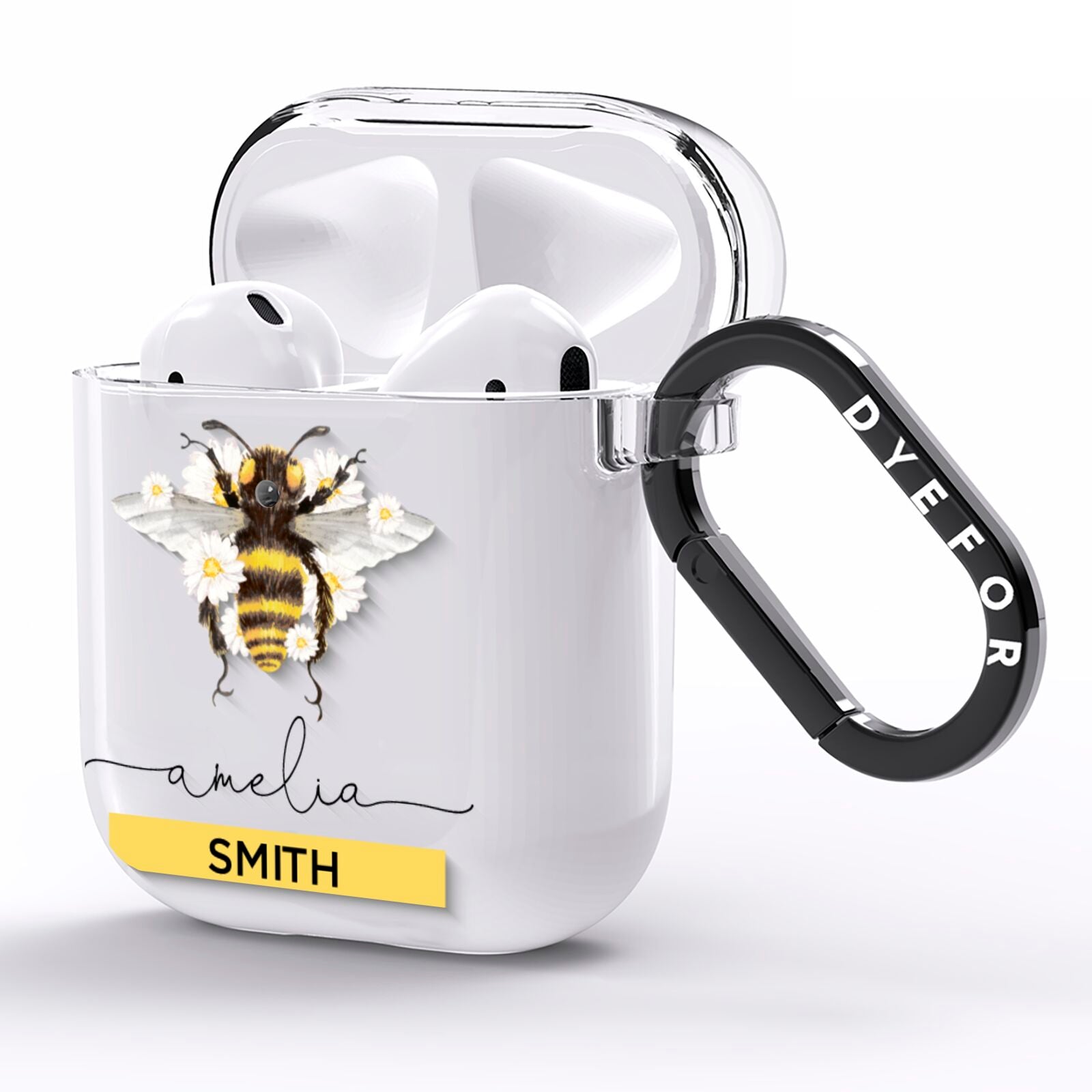 Bees Daisies Personalised Names AirPods Clear Case Side Image