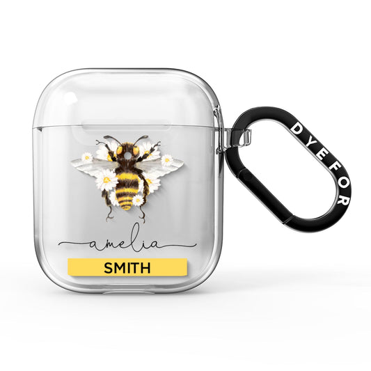 Bees Daisies Personalised Names AirPods Clear Case