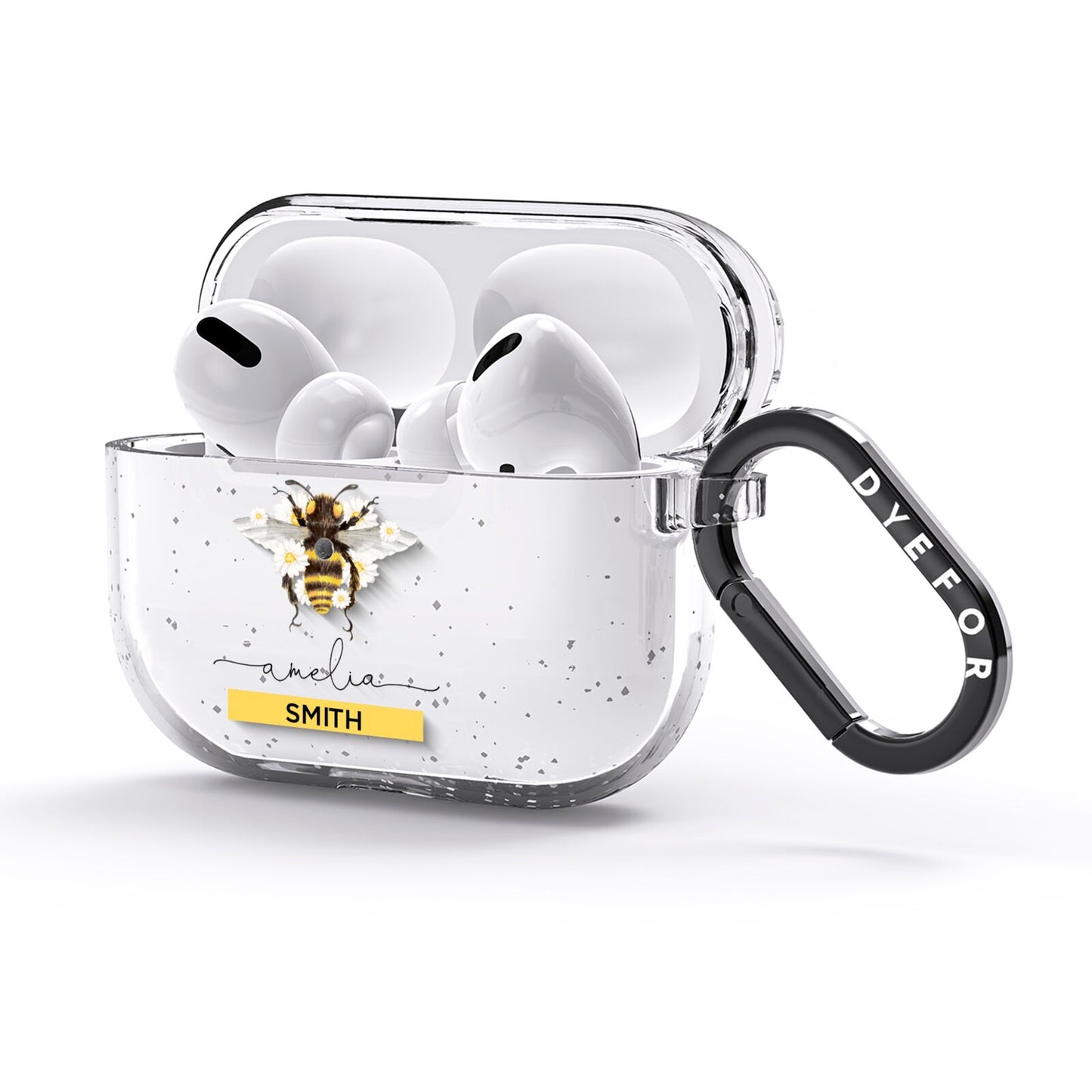 Bees Daisies Personalised Names AirPods Glitter Case 3rd Gen Side Image
