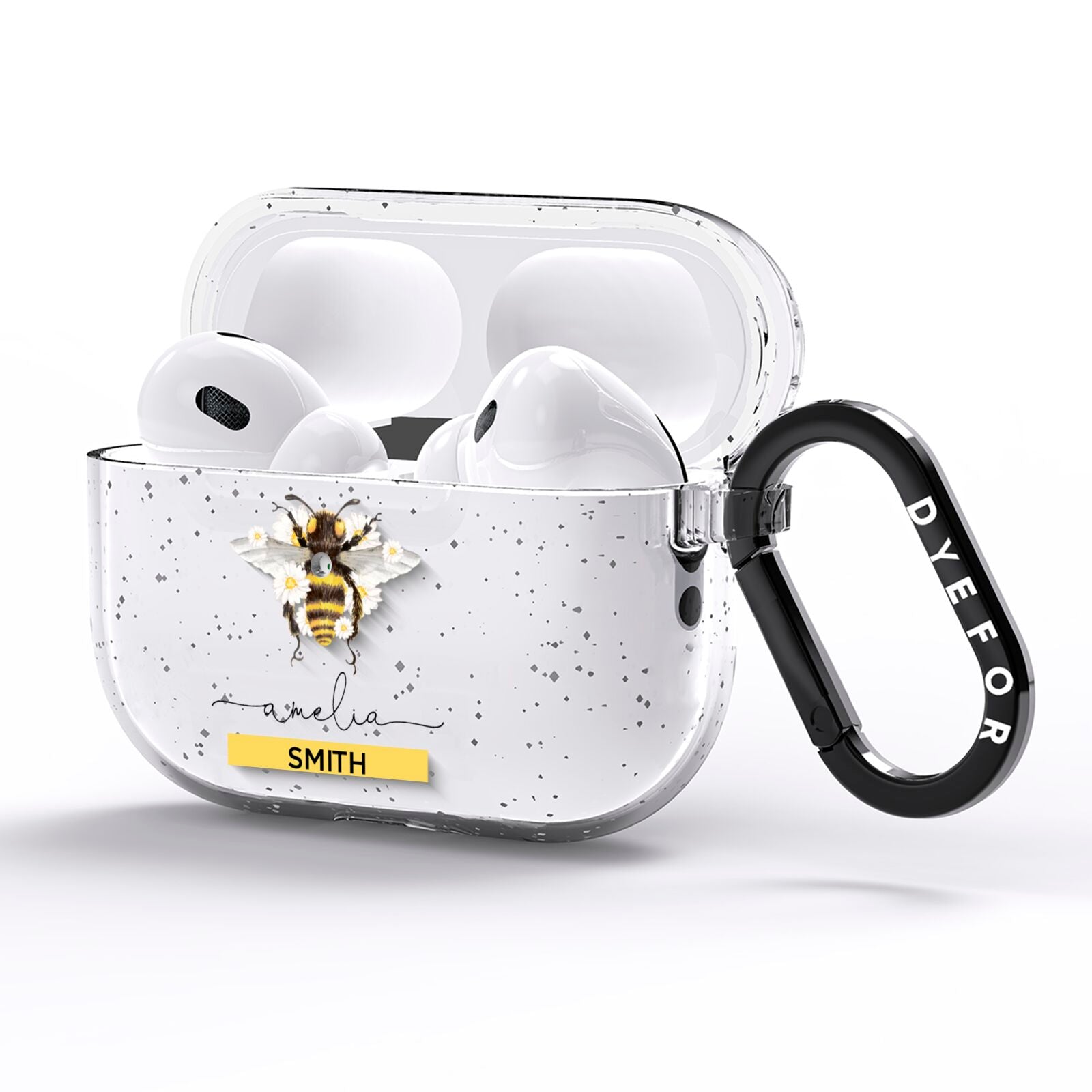 Bees Daisies Personalised Names AirPods Pro Glitter Case Side Image