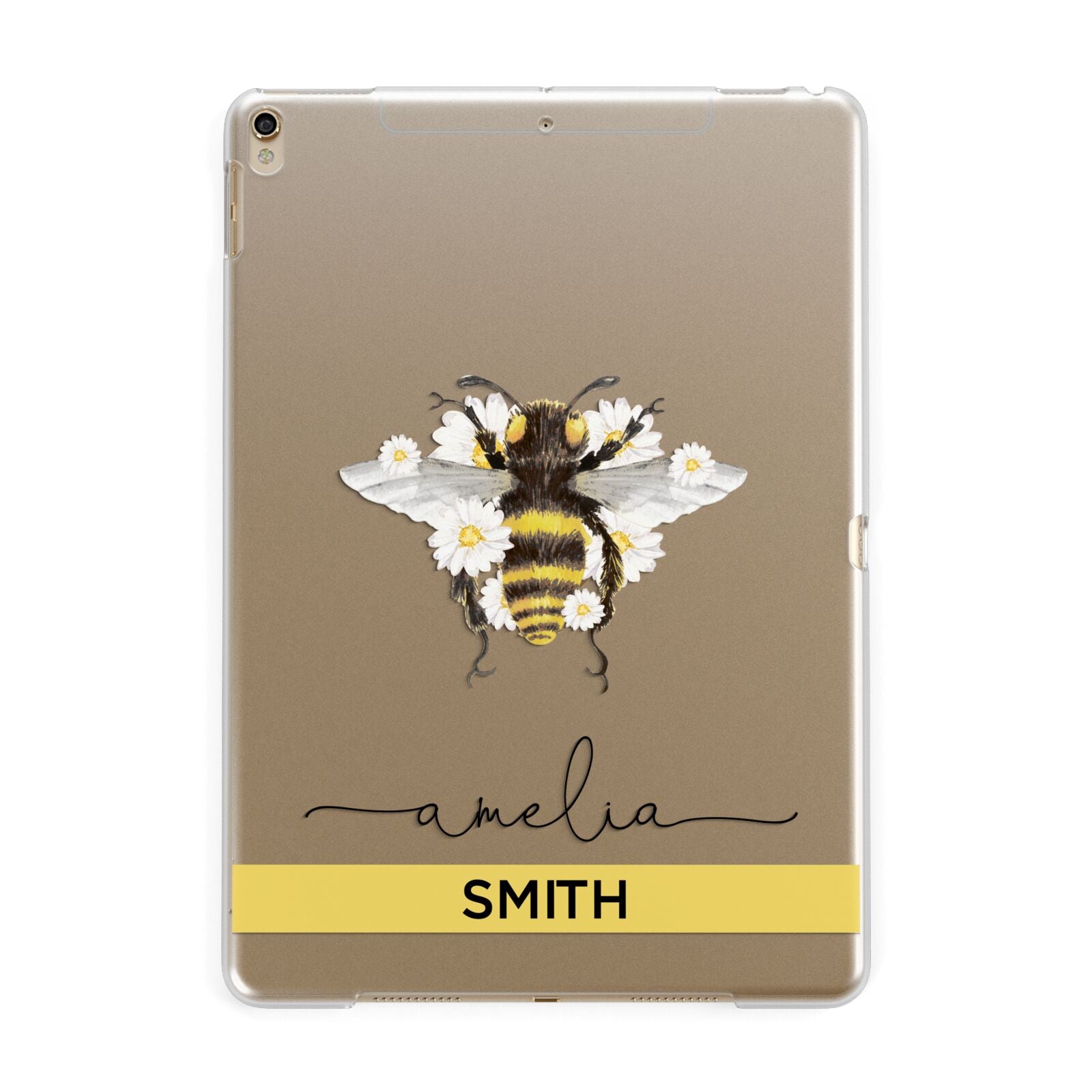 Bees Daisies Personalised Names Apple iPad Gold Case