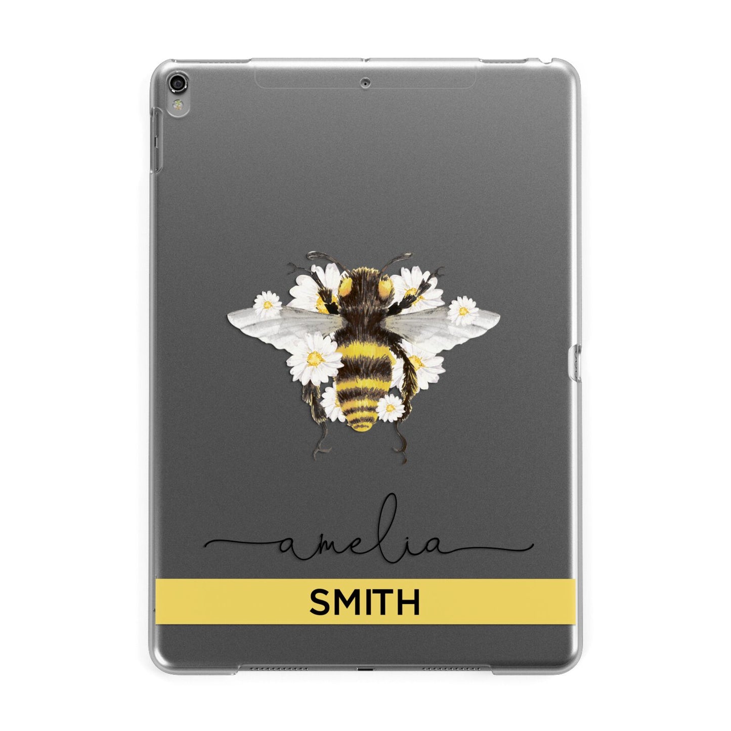 Bees Daisies Personalised Names Apple iPad Grey Case