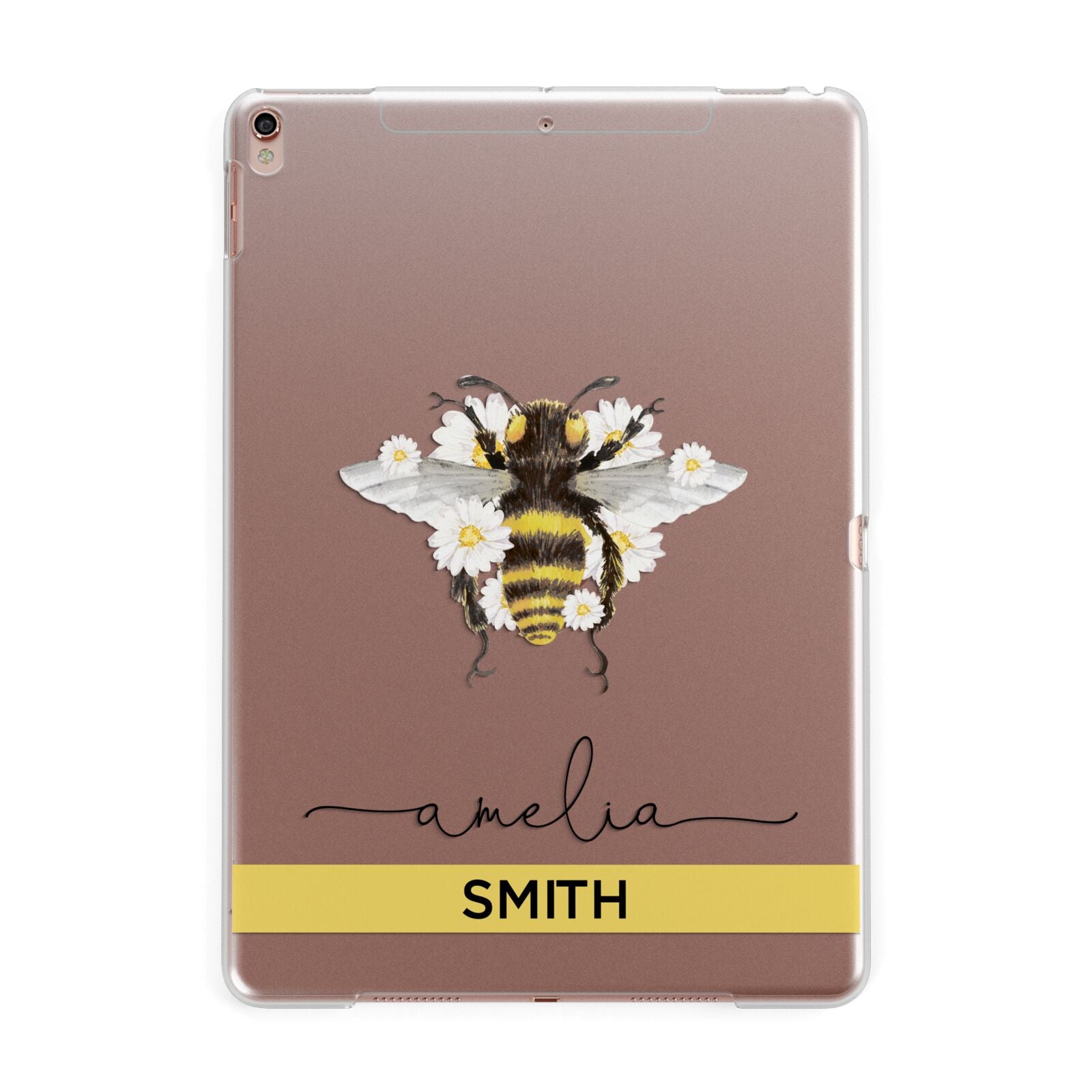 Bees Daisies Personalised Names Apple iPad Rose Gold Case
