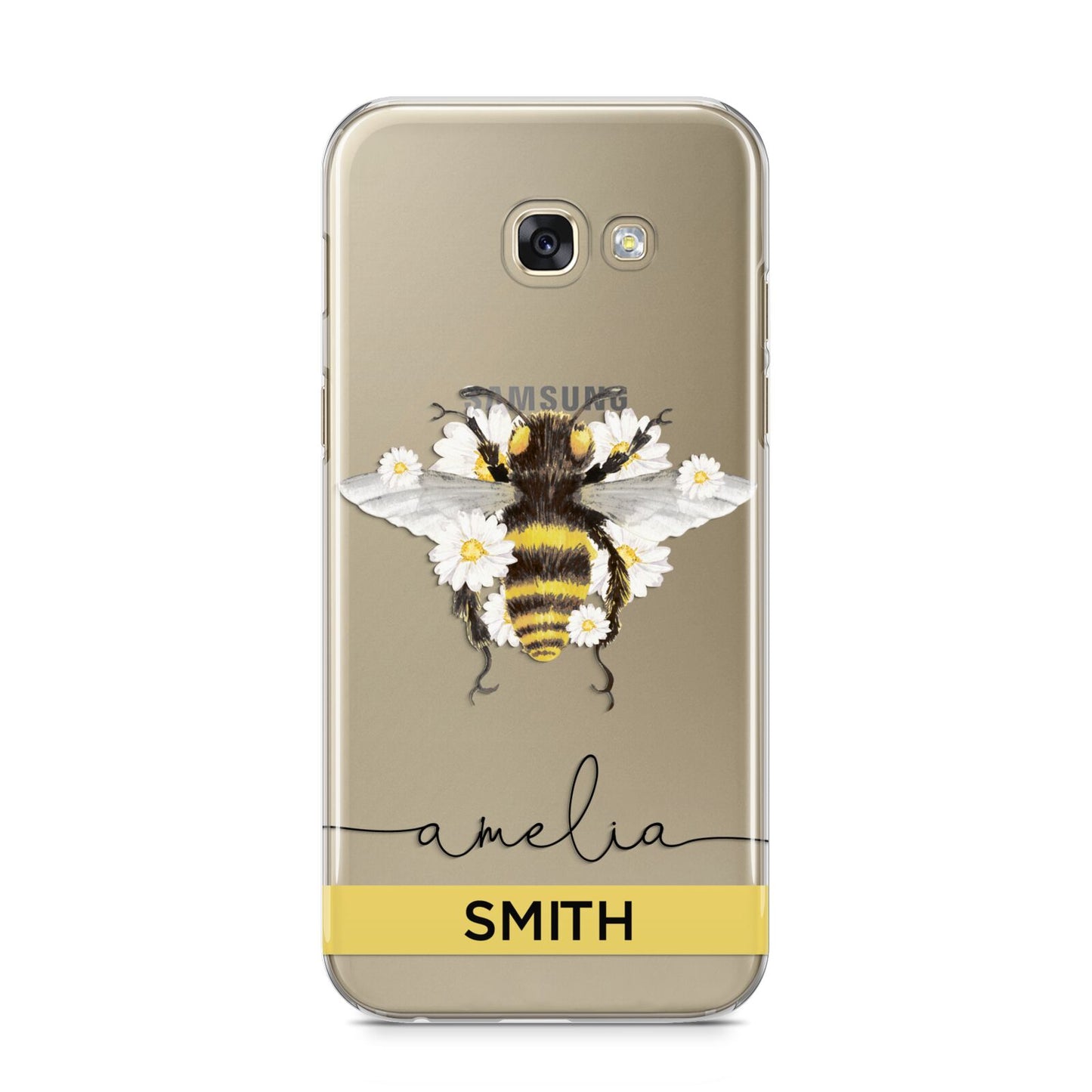 Bees Daisies Personalised Names Samsung Galaxy A5 2017 Case on gold phone