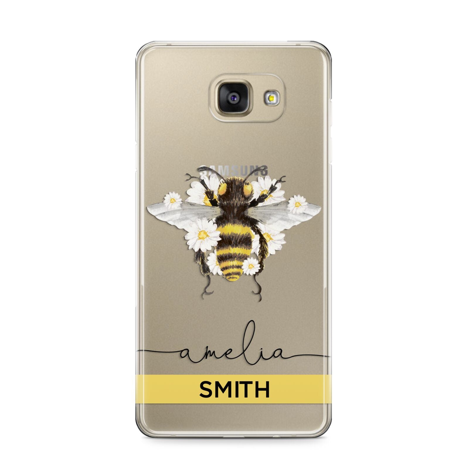 Bees Daisies Personalised Names Samsung Galaxy A9 2016 Case on gold phone
