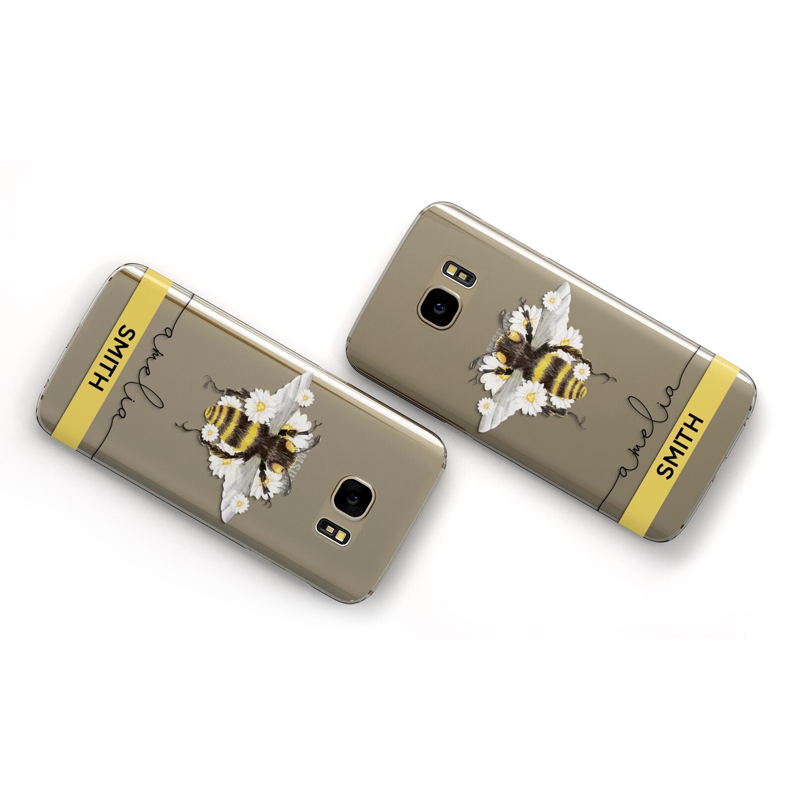 Bees Daisies Personalised Names Samsung Galaxy Case Flat Overview