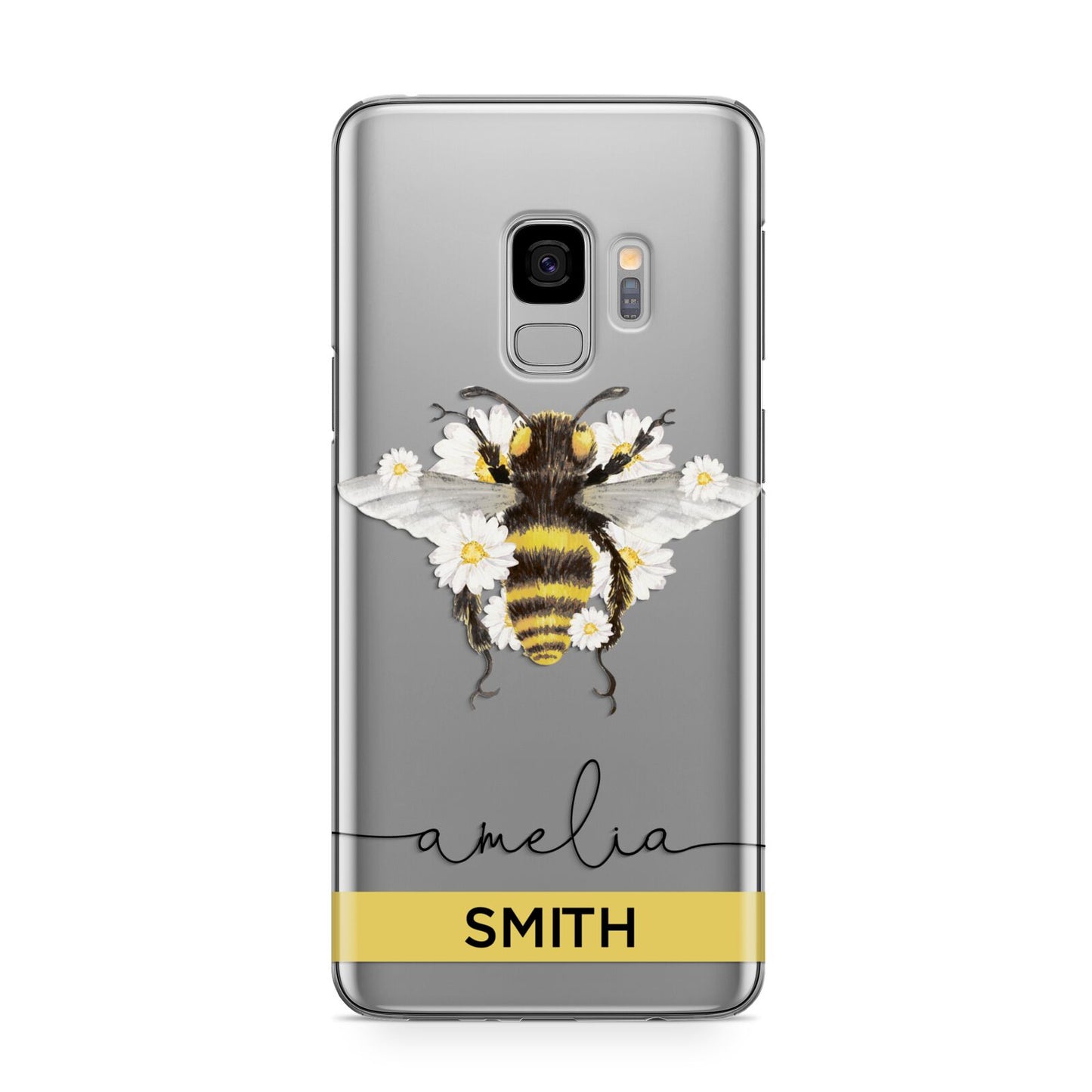 Bees Daisies Personalised Names Samsung Galaxy S9 Case