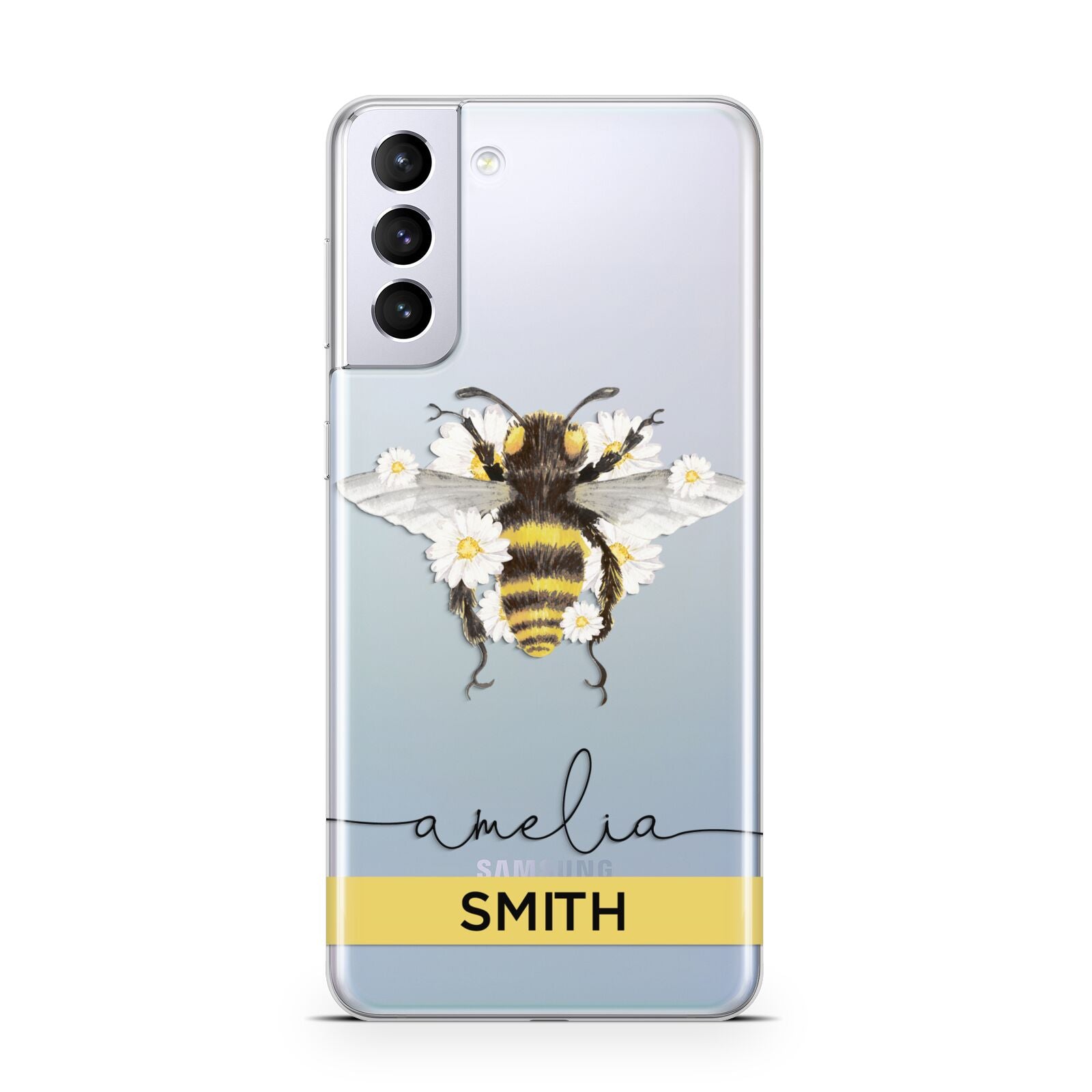 Bees Daisies Personalised Names Samsung S21 Plus Phone Case