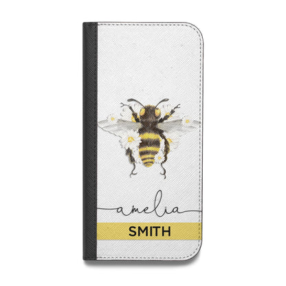 Bees Daisies Personalised Names Vegan Leather Flip Samsung Case