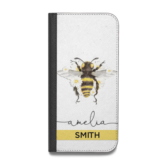 Bees Daisies Personalised Names Vegan Leather Flip Samsung Case