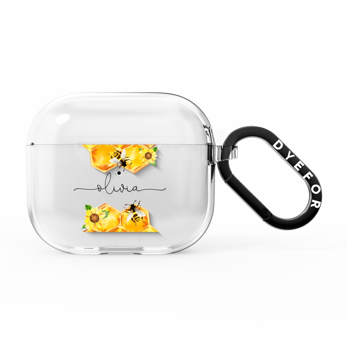 Bees Honeycomb Personalised Name AirPods Clear Case 3rd Gen