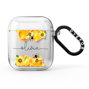 Bees Honeycomb Personalised Name AirPods Case