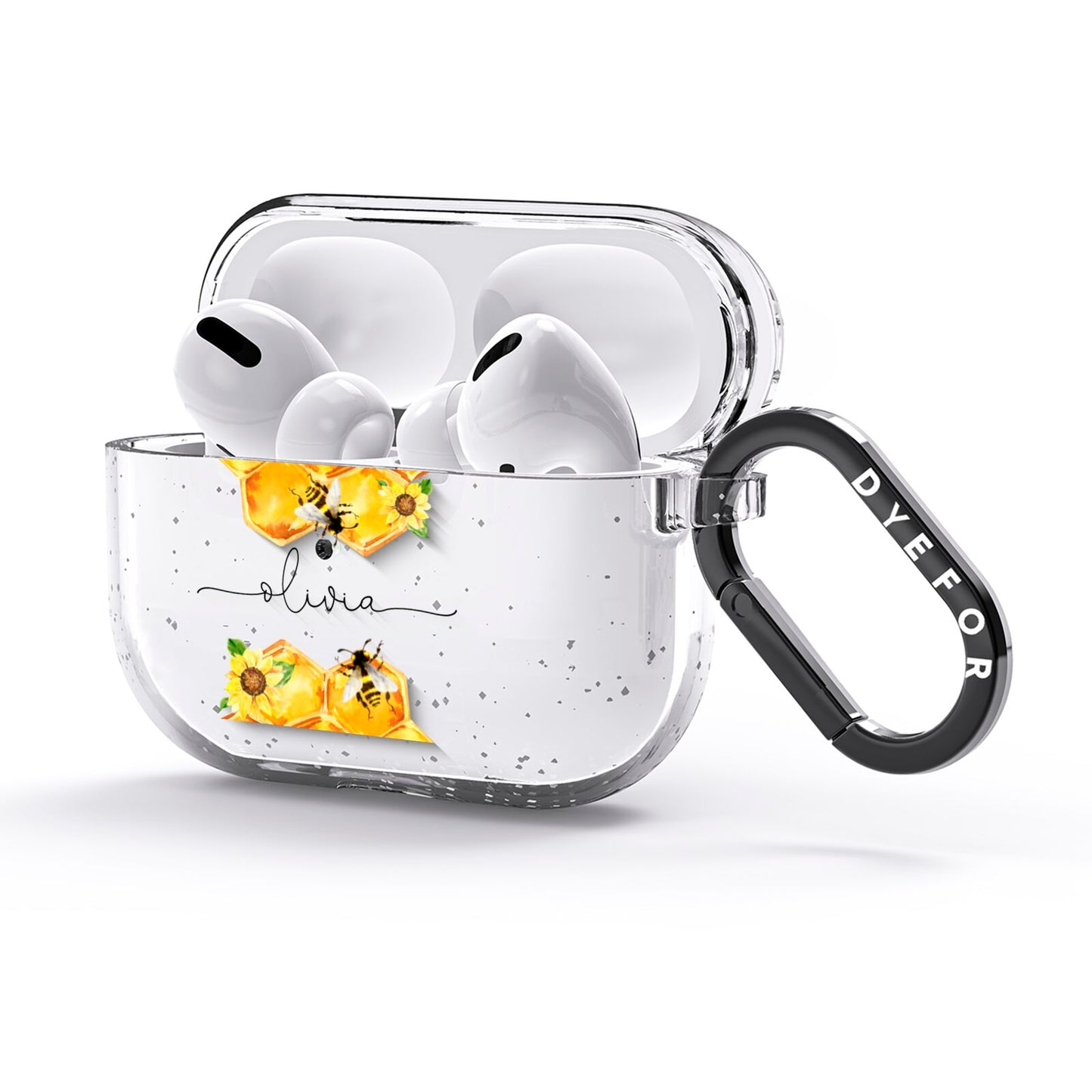 Bees Honeycomb Personalised Name AirPods Glitter Case 3rd Gen Side Image